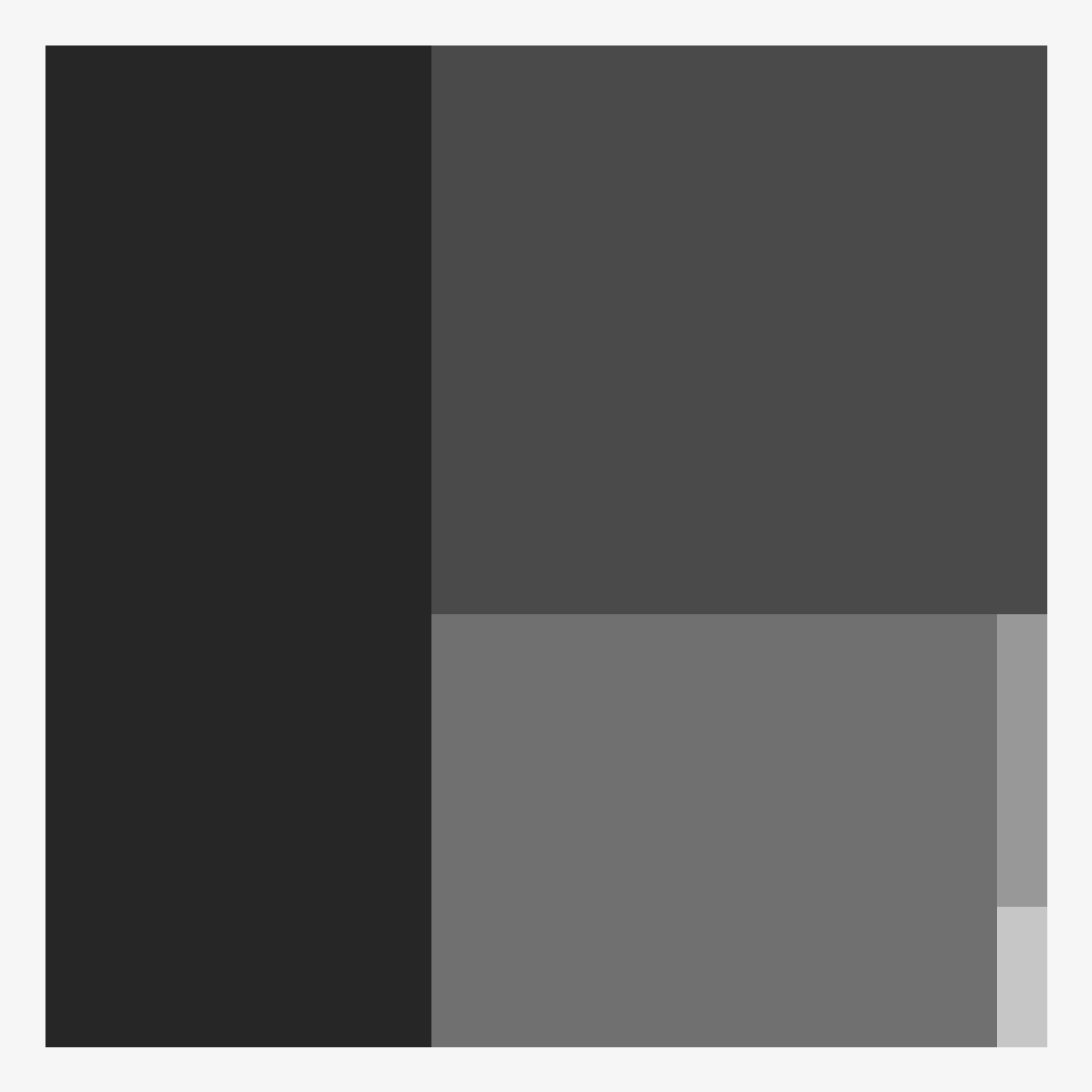 Life Study, a 1344 by 1344 pixel greyscale PNG: five rectangular areas of
flat tone, of very unequal size, filling a square. No mark on the figure is a label.
This rendering has already been resampled by the page.
